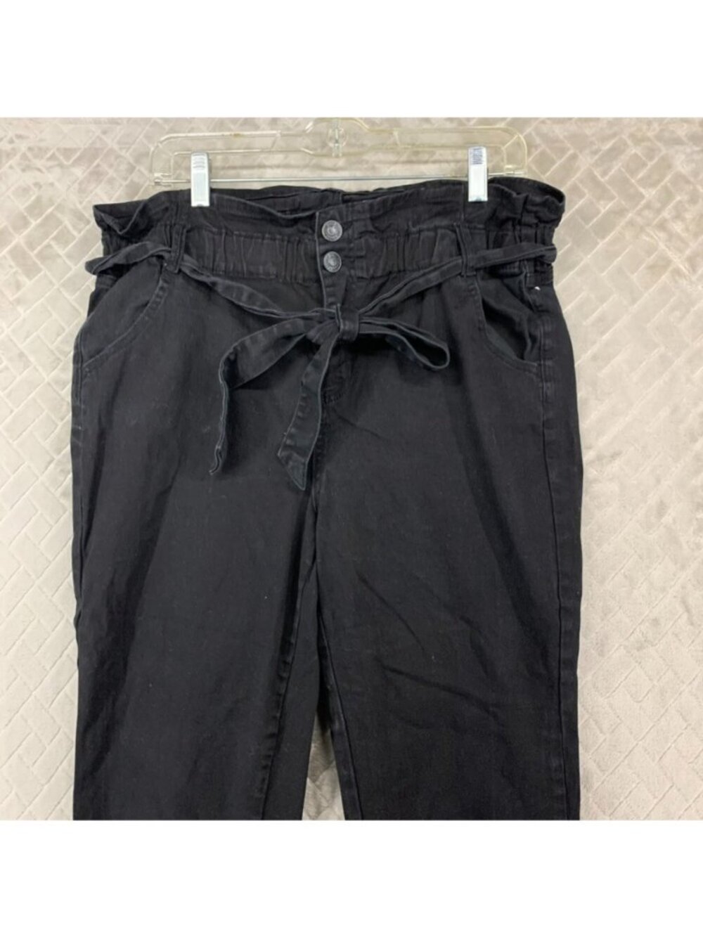 Almost Famous Jeans Womens XL Black Skinny Ankle Paper Bag High Rise Stretch - Picture 2 of 10